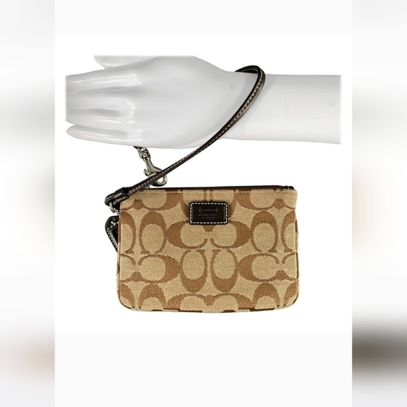 Coach Tan and Brown Wristlet - Picture 1 of 5